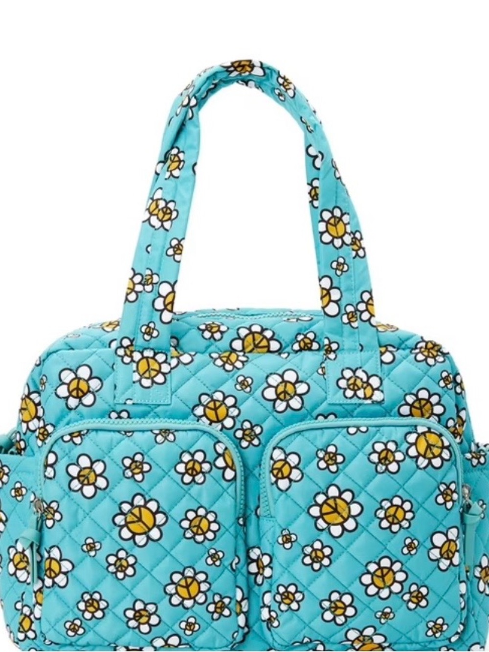 No Boundaries Turquoise Floral Quilted Tote